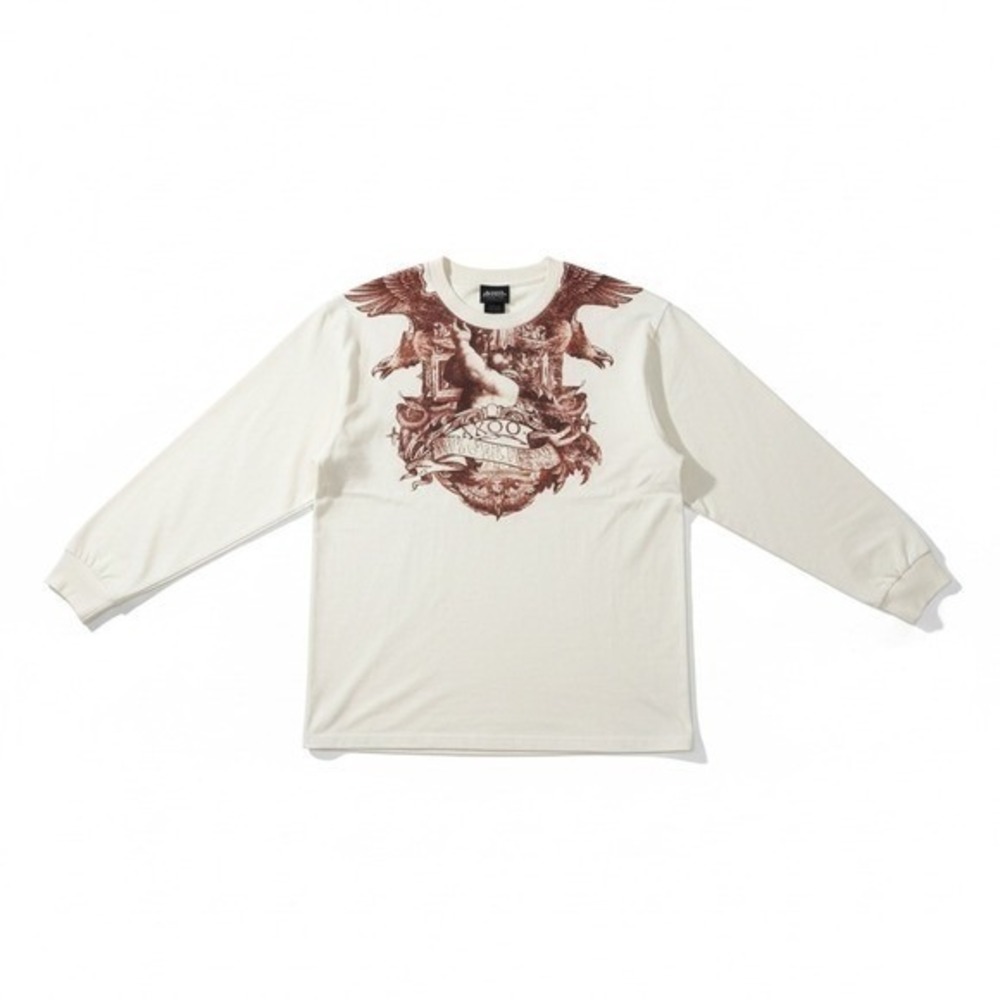 AKOO Brand Mens 3XL Long Sleeve Graphic T-Shirt White Cherub Eagle Streetwear